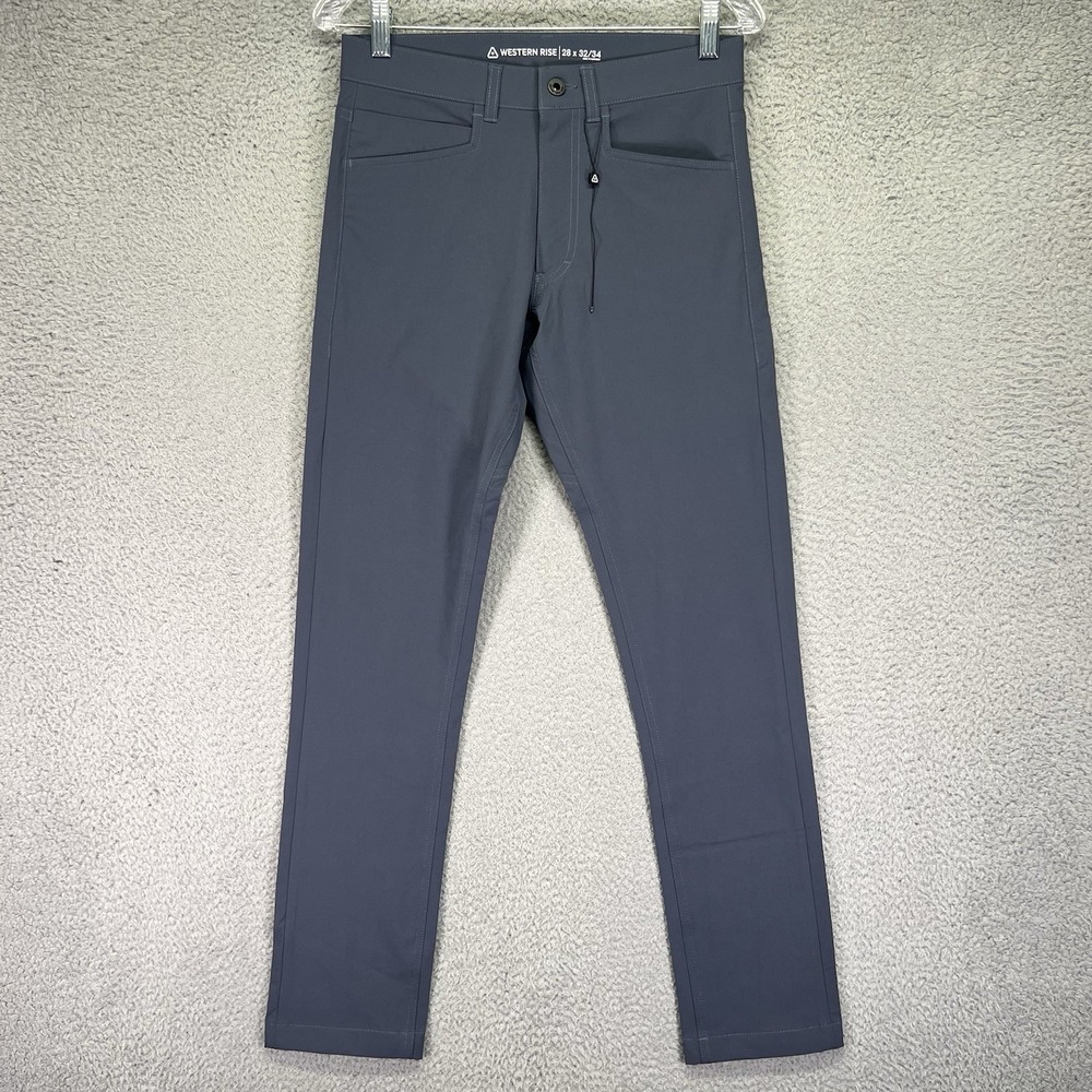 Western Rise Evolution Pant Mens 28x32 Blue Gray Slim Fit Tech Stretch Pockets